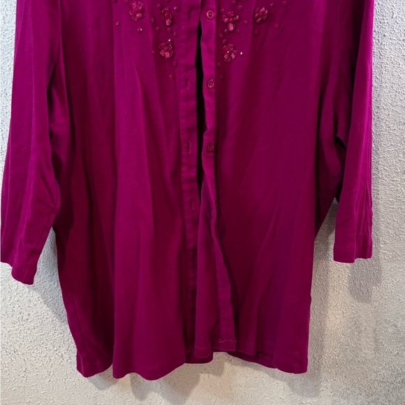 CJ Banks Sweaters - CJ Banks Fuchsia Blouse 1X